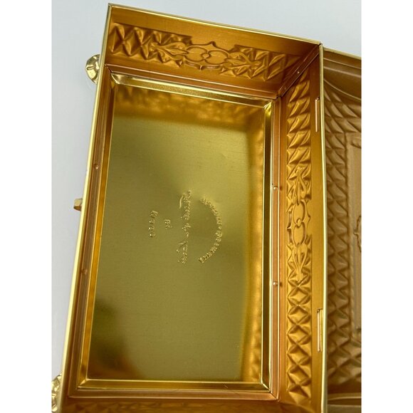 Fricke & Nacke Metal Tin Coin Trinket Box Western Germany Red Gold Tone Vintage - Picture 12 of 15